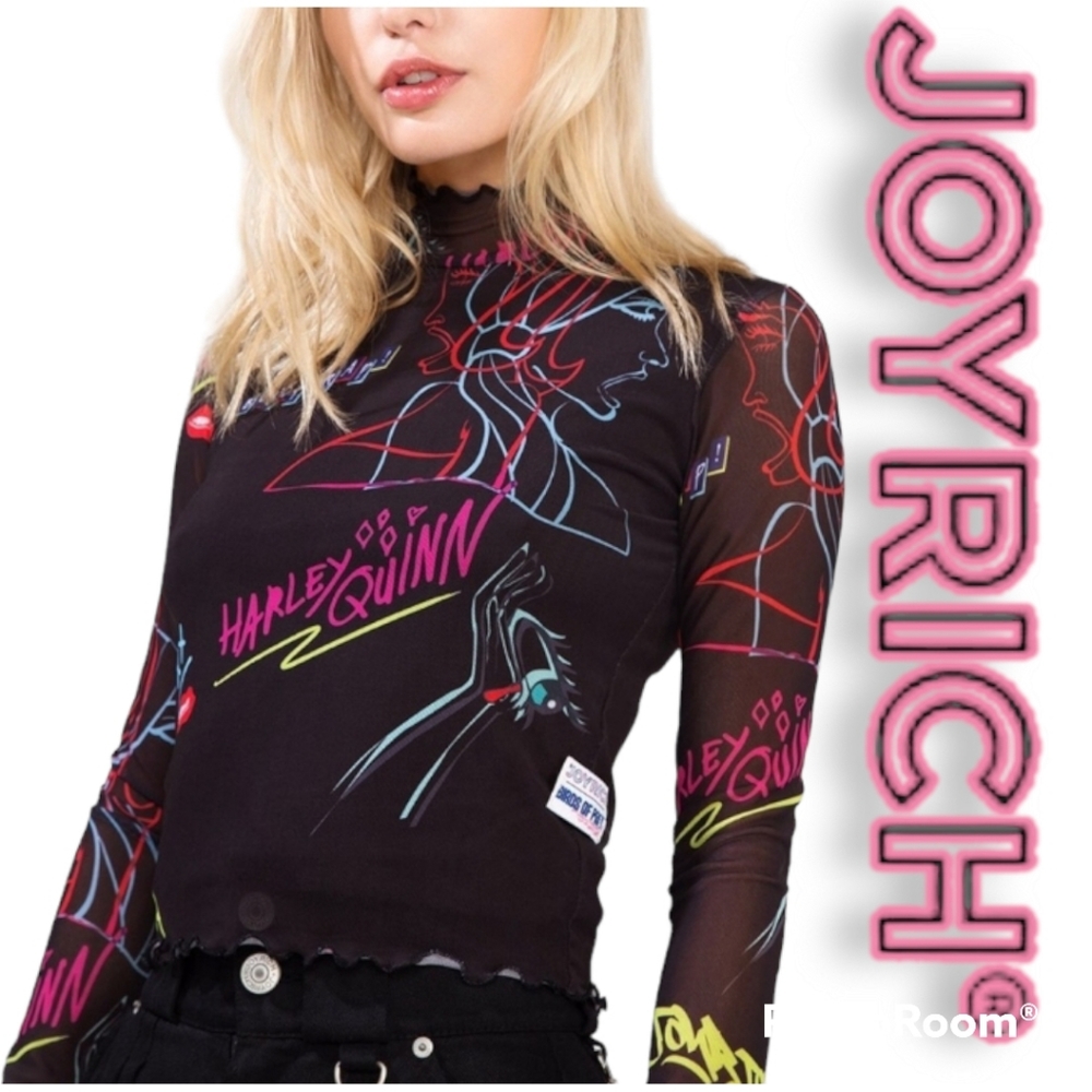 RARE FIND! NEW Joyrich Harley Quinn Birds of Prey Graffiti Top Streetwear XS S - Picture 5 of 11